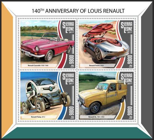 Potovn znmky Sierra Leone 2017 Louis Renault Mi# 8775-78 Kat 11