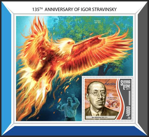 Potovn znmka Sierra Leone 2017 Igor Stravinskij Mi# Block 1286 Kat 11 - zvtit obrzek