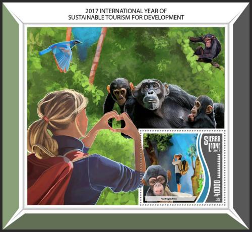 Potovn znmka Sierra Leone 2017 Opice Mi# Block 1293 Kat 11
