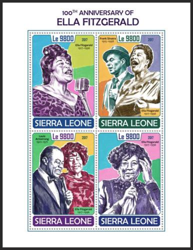 Potovn znmky Sierra Leone 2017 Ella Fitzgerald Mi# 8945-48 Kat 11 - zvtit obrzek