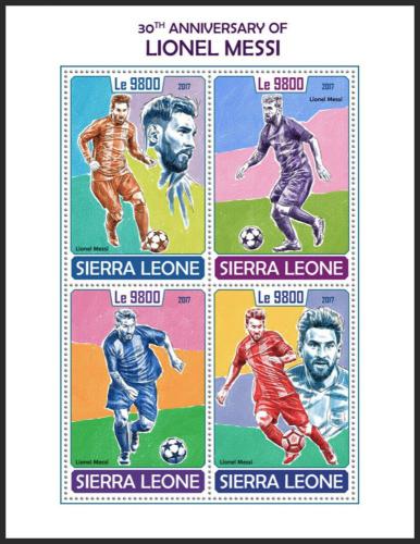 Potovn znmky Sierra Leone 2017 Lionel Messi, fotbal Mi# 8955-58 Kat 11