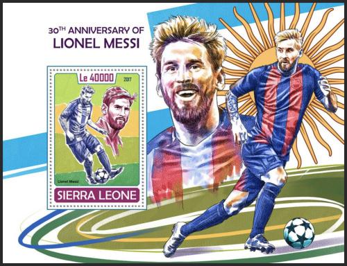 Potovn znmka Sierra Leone 2017 Lionel Messi, fotbal Mi# Block 1320 Kat 11