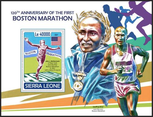 Potovn znmka Sierra Leone 2017 Bostonsk maraton Mi# Block 1324 Kat 11