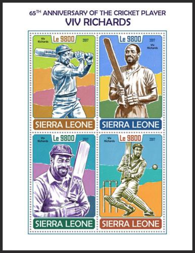 Potovn znmky Sierra Leone 2017 Viv Richards, kriket Mi# 8980-83 Kat 11 - zvtit obrzek
