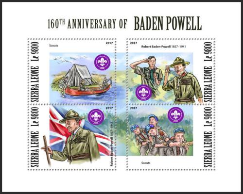 Potovn znmky Sierra Leone 2017 Robert Baden-Powell Mi# 9050-53 Kat 11 - zvtit obrzek