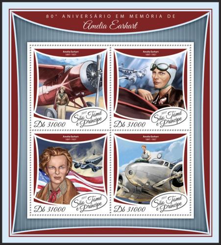 Potovn znmky Svat Tom 2017 Amelia Earhart Mi# 7473-76 Kat 12 - zvtit obrzek