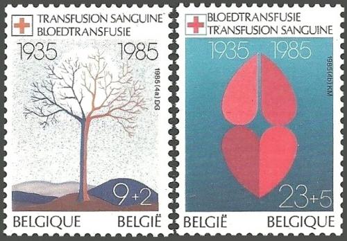 Potovn znmky Belgie 1985 Transfuze krve Mi# 2213-14