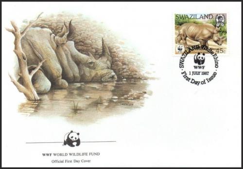 FDC Svazijsko 1987 Nosoroec tuponos, WWF 051 Mi# 531 Kat 12