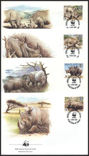 FDC Svazijsko 1987 Nosoroec tuponos, WWF 051 Mi# 528-31 Kat 32