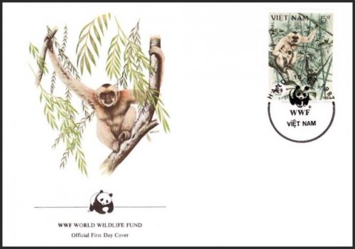 FDC Vietnam 1987 Gibon ern, WWF 053 Mi# 1827 - zvtit obrzek