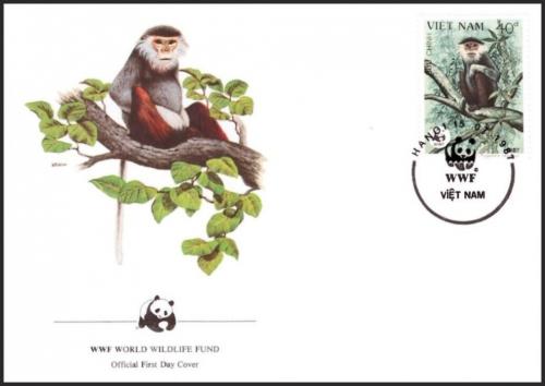 FDC Vietnam 1987 Langur duk, WWF 053 Mi# 1830 - zvtit obrzek
