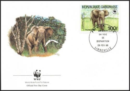 FDC Gabon 1988 Slon pralesn, WWF 061 Mi# 1012 - zvtit obrzek