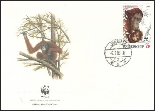 FDC Indonsie 1989 Orangutan bornejsk, WWF 079 Mi# 1291