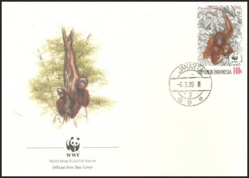 FDC Indonsie 1989 Orangutan bornejsk, WWF 079 Mi# 1293