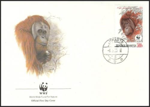 FDC Indonsie 1989 Orangutan bornejsk, WWF 079 Mi# 1294 Kat 16 
