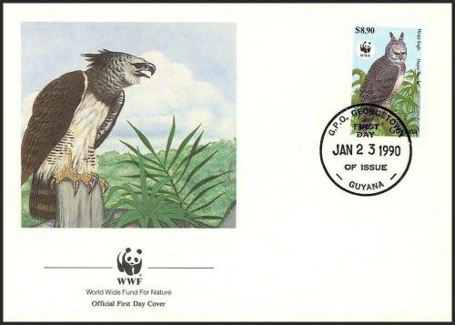 FDC Guyana 1990 Harpyje pralesn, WWF 089 Mi# 3079