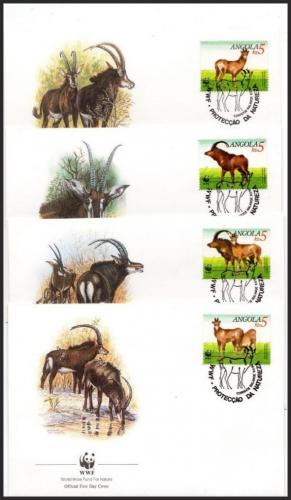 FDC Angola 1990 Antilopa obrovsk, WWF 097 Mi# 799-802