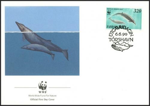 FDC Faersk ostrovy 1990 Vorvaovec severomosk, WWF 099 Mi# 203 - zvtit obrzek