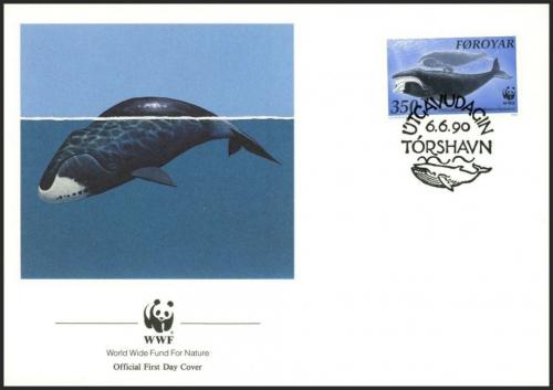 FDC Faersk ostrovy 1990 Velryba grnsk, WWF 099 Mi# 204 - zvtit obrzek