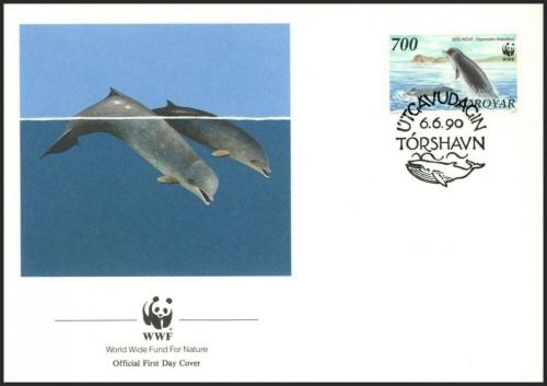FDC Faersk ostrovy 1990 Vorvaovec anarnak, WWF 099 Mi# 206 - zvtit obrzek