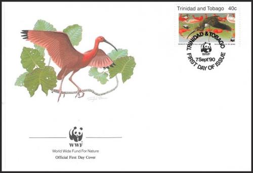 FDC Trinidad a Tobago 1990 Ibis rud, WWF 101 Mi# 596