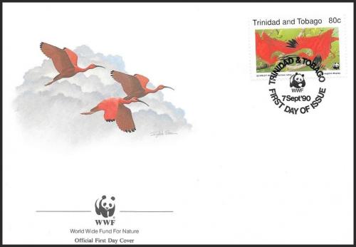 FDC Trinidad a Tobago 1990 Ibis rud, WWF 101 Mi# 597 - zvtit obrzek