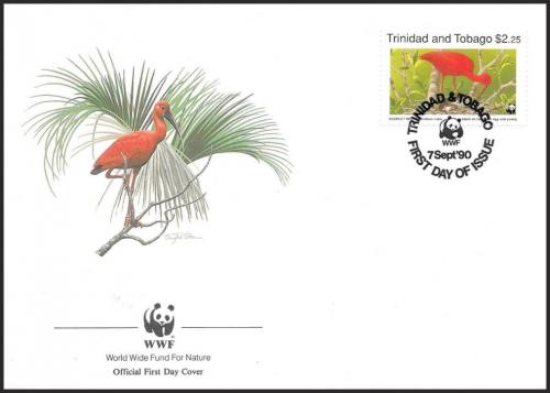 FDC Trinidad a Tobago 1990 Ibis rud, WWF 101 Mi# 599 - zvtit obrzek