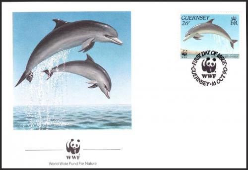 FDC Guernsey 1990 Delfn skkav, WWF 104 Mi# 498