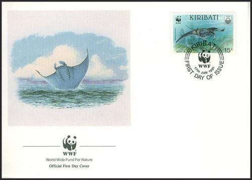 FDC Kiribati 1991 Manta obrovsk, WWF 105 Mi# 566