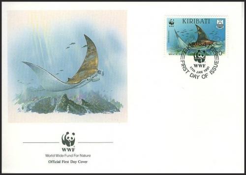 FDC Kiribati 1991 Manta obrovsk, WWF 105 Mi# 567