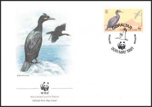 FDC Gibraltar 1991 Kormorn chocholat, WWF 112 Mi# 619 - zvtit obrzek