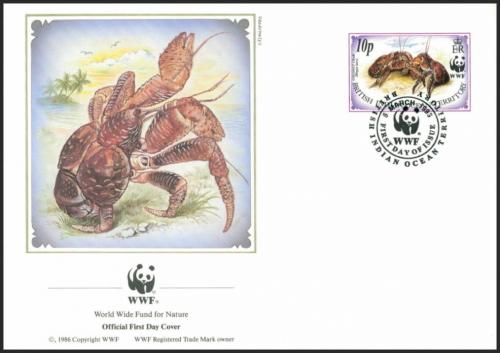 FDC Britsk zem v Indickm ocenu 1993 Krab palmov, WWF 138 Mi# 132