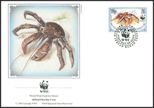 FDC Britsk zem v Indickm ocenu 1993 Krab palmov, WWF 138 Mi# 133