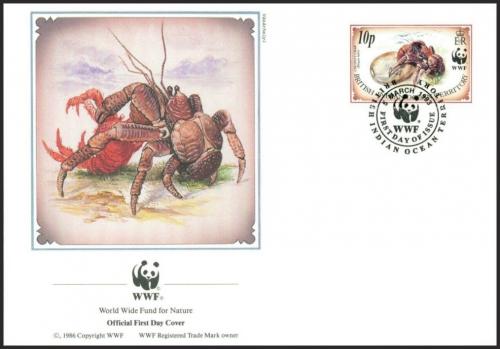 FDC Britsk zem v Indickm ocenu 1993 Krab palmov, WWF 138 Mi# 134