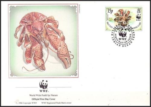 FDC Britsk zem v Indickm ocenu 1993 Krab palmov, WWF 138 Mi# 135