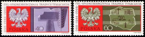 Potovn znmky Polsko 1966 Vznik Polska, 1000. vro Mi# 1738-39