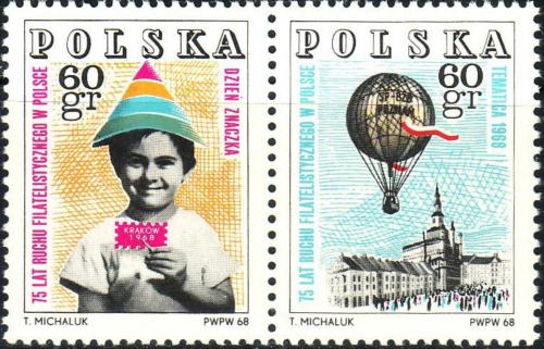 Potovn znmky Polsko 1968 Filatelie v Polsku, 75. vro Mi# 1852-53