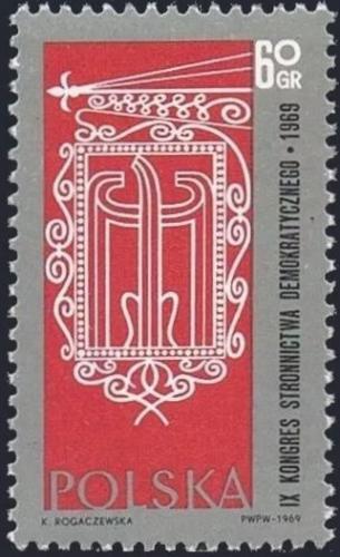 Potovn znmka Polsko 1969 Sjezd Polsk demokratick strany Mi# 1906
