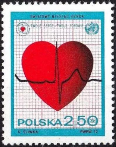 Potovn znmka Polsko 1972 Svtov msc srdce Mi# 2148