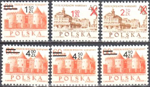 Potovn znmky Polsko 1972 Architektura petisk Mi# 2195-2200