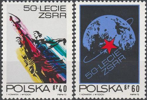 Potovn znmky Polsko 1972 Vznik SSSR, 50. vro Mi# 2212-13