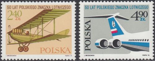 Potovn znmky Polsko 1975 Letadla Mi# 2398-99