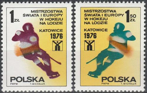 Potovn znmky Polsko 1976 MS v lednm hokeji Mi# 2439-40