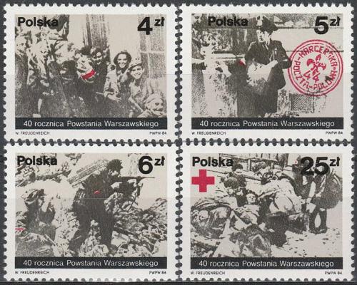 Potovn znmky Polsko 1984 Varavsk povstn, 40. vro Mi# 2930-33