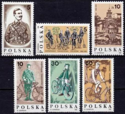 Potovn znmky Polsko 1986 Historie cyklistiky Mi# 3069-74