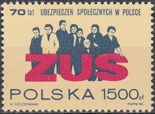 Potovn znmka Polsko 1990 Sociln pojitn, 70. vro Mi# 3271