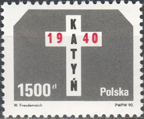 Potovn znmka Polsko 1990 K z Katyn Mi# 3272