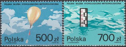 Potovn znmky Polsko 1990 Polsk meteorologick sluba Mi# 3275-76