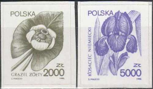 Potovn znmky Polsko 1990 Liv rostliny Mi# 3277-78