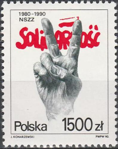 Potovn znmka Polsko 1990 Solidarita Mi# 3281